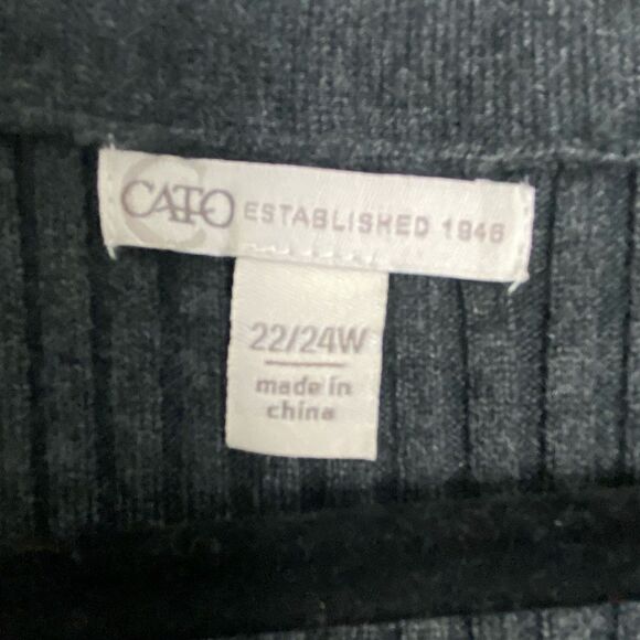 Cato Women’s Grau Ribbed Knit Longline Duster Vest Minimalist Academia Size 24W - Picture 3 of 10
